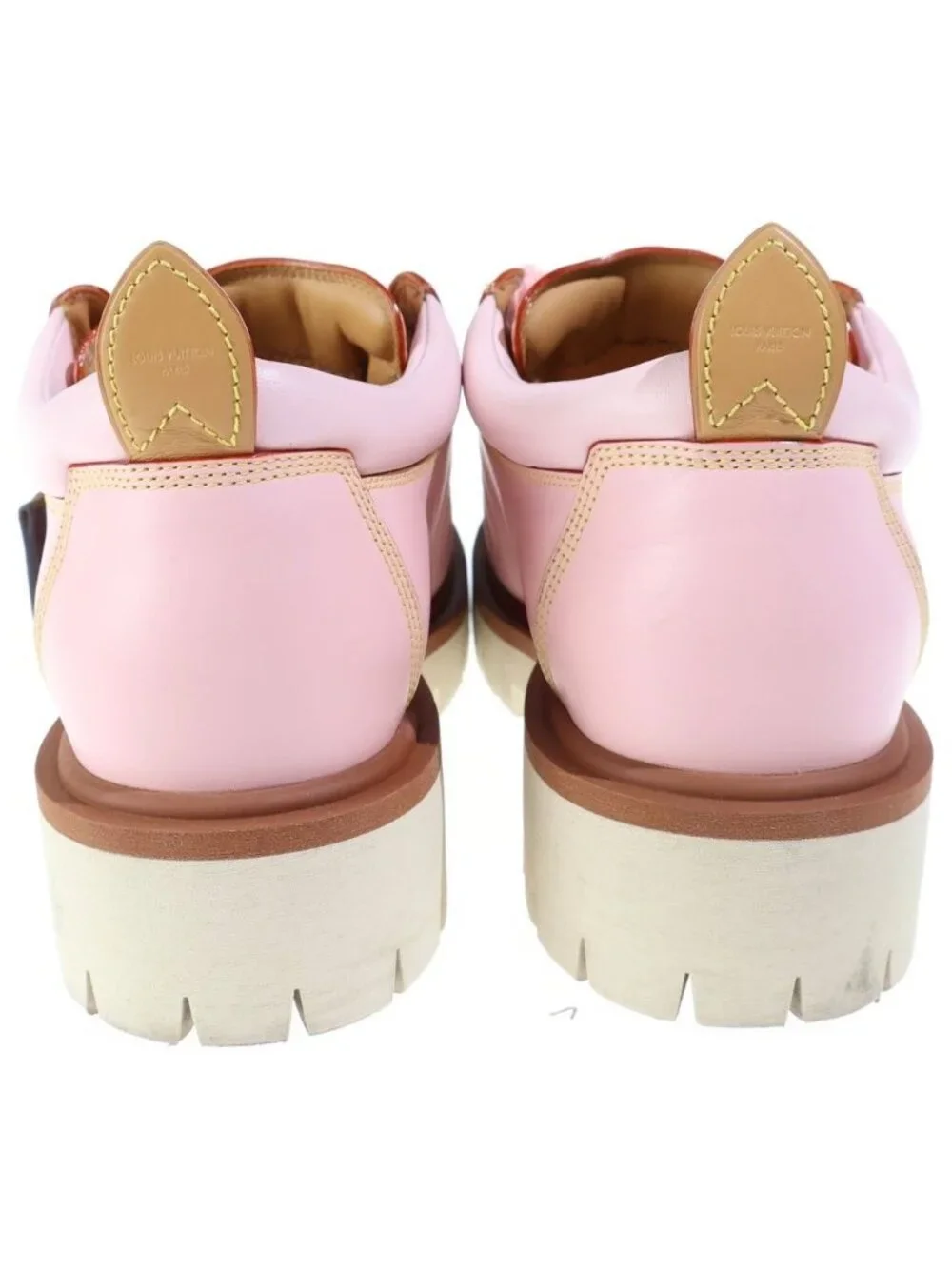 Louis Vuitton LV Remix Derby Chunky Sole Leather Low Cut Boots Pink